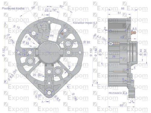 Tarcza pokrywa tylna alternatora EX257000 A120 Bizon EXPOM KWIDZYN eu-250783