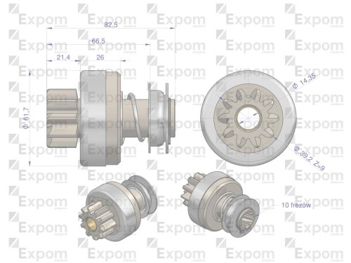 Zespół sprzęgający rozrusznika ( Typ Iskra ) MSX 754, 16.901.751 EXPOM KWIDZYN eu -24225