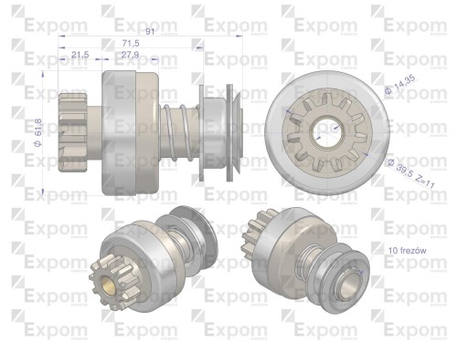 Zespół sprzęgający rozrusznika R-10A 851.700.0EX EXPOM KWIDZYN eu -24137