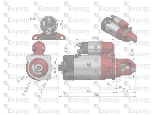 Rozrusznik R11A 12V 3kW 46657000 C-330 C-360 EXPOM KWIDZYN eu-31959