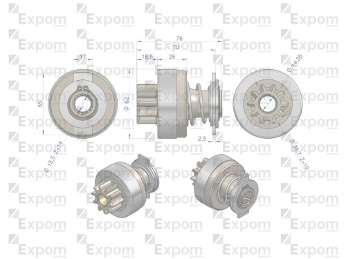 Zespół sprzęgający rozrusznika MSX170EX AZE4217. IS1315 (16.912.397)-32419