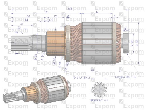 Wirnik rozrusznika typu Magneton 9142722 12V Blue Line EXPOM KWIDZYN-128123