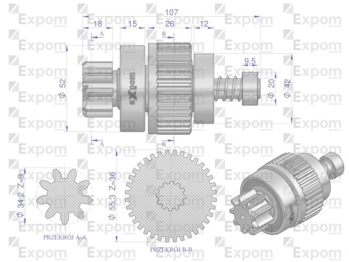 Zespół sprzęgający rozrusznika CASE typu Magneton 9142805 Blue Line EXPOM KWIDZYN-56375