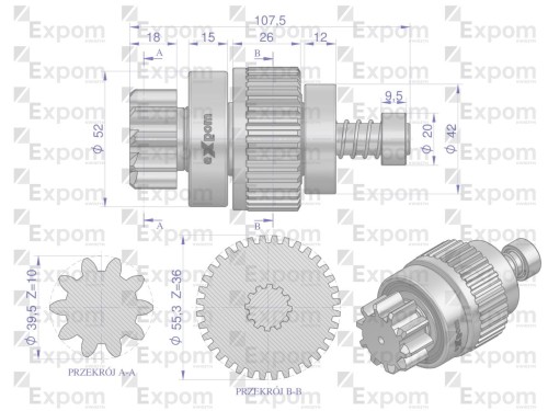 Zespół sprzęgający rozrusznika JOHN DEERE typu Magneton 9142740 Blue Line EXPOM KWIDZYN-56363