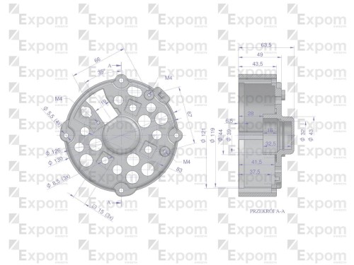 Tarcza pokrywa tylna alternatora EX230000. EX260000 C-330 C-360 EXPOM KWIDZYN eu-25260