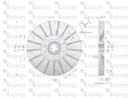 Wentylator alternatora EX257000 A120 Bizon EXPOM KWIDZYN eu-25289