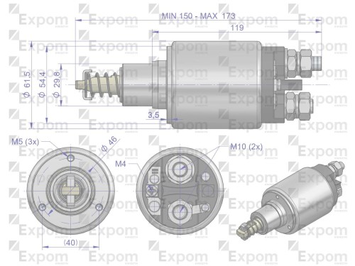 Wyłącznik ( włącznik, elektromagnes ) rozrusznika 0331401040, 1307762, 46657000EX  C-330 C-360 ZETOR Nowy Typ EXPOM KWIDZYN eu -45109