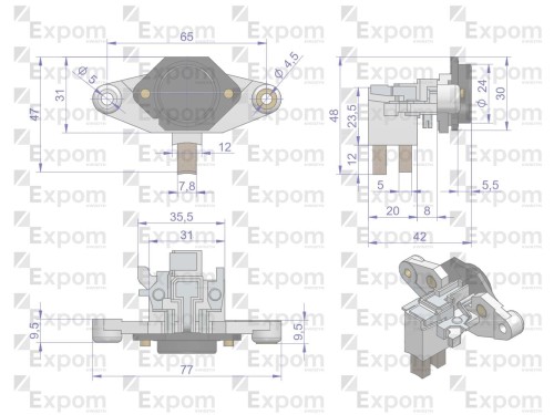Regulator napięcia alternatora 11.125.049, 7017732M1 MF3 Nowy Typ EXPOM KWIDZYN eu -23096