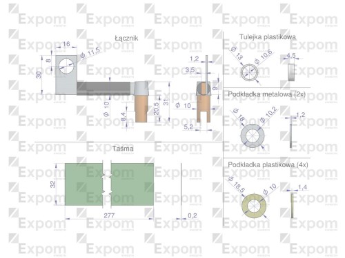 Łącznik cewek z podkładkami komplet R-10 R-11 EXPOM KWIDZYN eu-30359