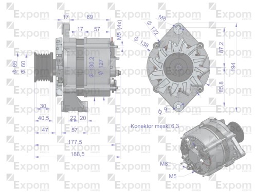 Alternator AAK4321 Nowy Typ EXPOM KWIDZYN eu-25842