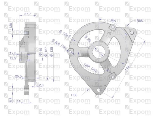 Pokrywa przednia alternatora AX230000 C-330 Nowy Typ EXPOM KWIDZYN eu -23087