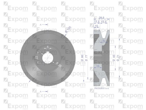 Koło pasowe alternatora EX257000 A120 Bizon  EXPOM KWIDZYN eu-25291